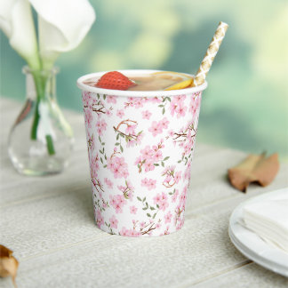 Gobelets En Papier Tasses de papier en fleurs de cerisier