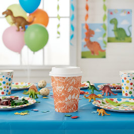 Gobelets En Papier Tasses de papier orange Dino Dig