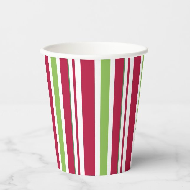 Gobelets En Papier Tasses de papier Retro Christmas Stripes (Recto)