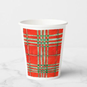 Gobelets En Papier Tasses de papier TARTAN SCOTT ROUGE