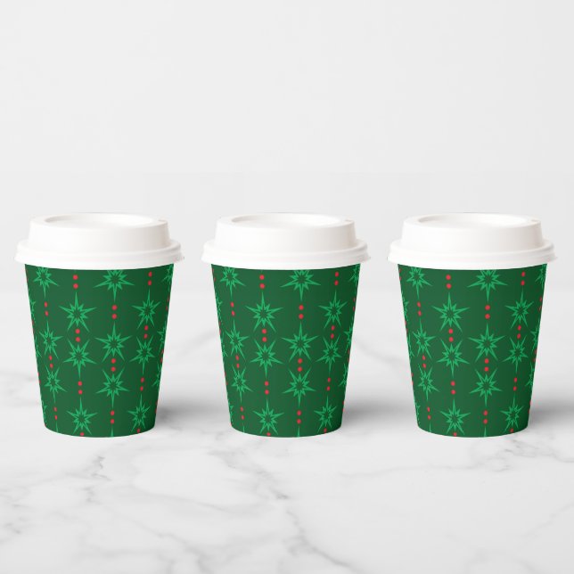 Gobelets En Papier Tasses de papier vert Mid Mod Garland (Multi)