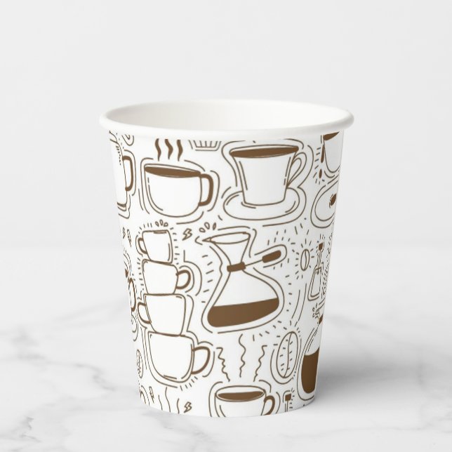 Gobelets En Papier Tasses de soirée café | Blanc (Verso)