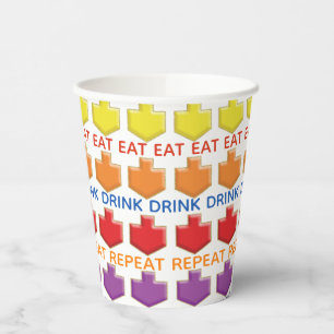 Gobelets En Papier Tasses en papier "3D Dreidels" 8 oz.