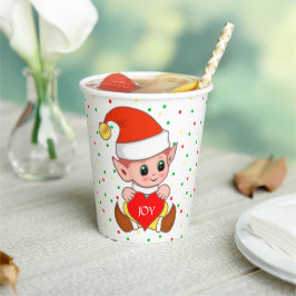 Gobelets En Papier Tasses en papier avec elfe de Noël mignon et confe