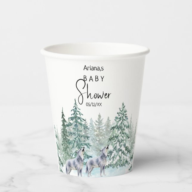 Gobelets En Papier Tasses en papier Baby shower pour animaux forestie (Recto)