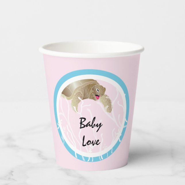 Gobelets En Papier Tasses en papier baby shower "Turtle Pink/Blue" 8  (Recto)