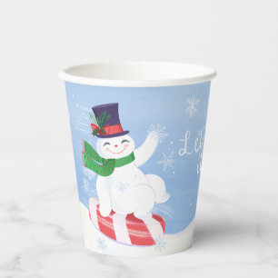 Gobelets En Papier Tasses en papier bleu Snowman et Peppermenthe