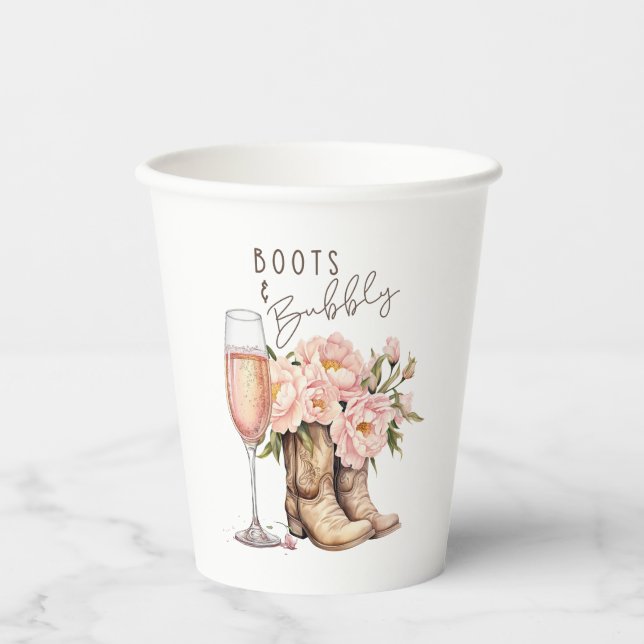 Gobelets En Papier Tasses en papier Boots and Bubbly (Recto)