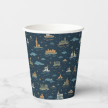 Tasses en papier de design de voyage vintage