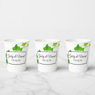 Gobelets En Papier Tasses en papier de mariage avec vigne de lierre a