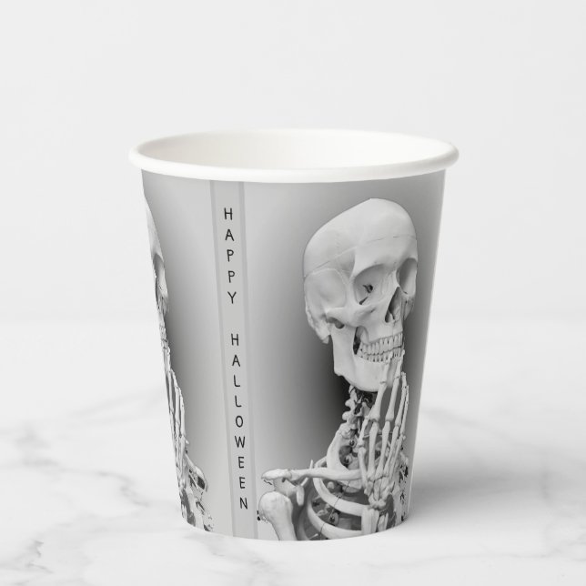 Gobelets En Papier Tasses en papier d'Halloween squelette (Verso)