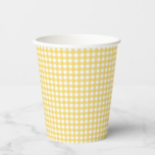 Gobelets En Papier Tasses en papier En vichy jaune Lauren