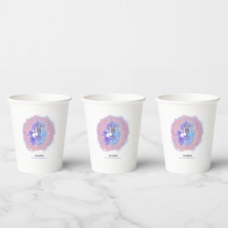 Gobelets En Papier Tasses en papier Gémeaux - Astrologie à l'aquarell