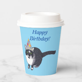 Gobelets En Papier Tasses en papier Joyeux Anniversaire Chat Smoking