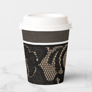 Gobelets En Papier Tasses en papier lin et dentelle