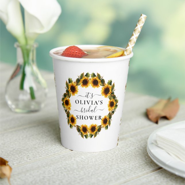 Gobelets En Papier Tasses en papier Mariage Bohème Élégant Tournesols (Insitu)