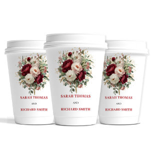 Gobelets En Papier Tasses en papier mariage bordeaux rose saumon euca