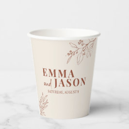 Gobelets En Papier Tasses en papier mariage floral bohème
