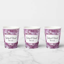 Gobelets En Papier Tasses en Papier Mariage Hortensias Rose Tendre