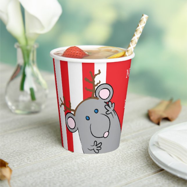 Gobelets En Papier Tasses en papier "Merry ChristMouse" 8 oz. (Insitu)