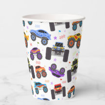 Tasses en papier Monster Truck, fête d'anniversair