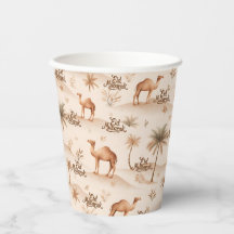 Tasses en papier Palmiers et chameaux du désert –