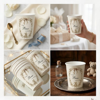 Gobelets En Papier Tasses en papier pour Baby Shower Ours en Peluche