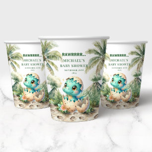Gobelets En Papier Tasses en papier pour Baby Shower Précieux Dino Bé