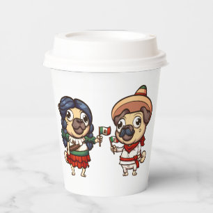 Gobelets En Papier Tasses en papier pour Pugs de Cinco De Mayo