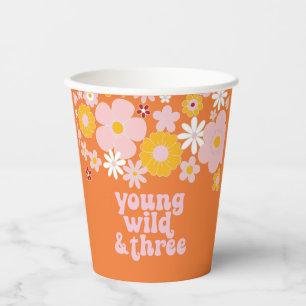 Gobelets En Papier Tasses en papier Retro Floral Young Wild Trois Ann