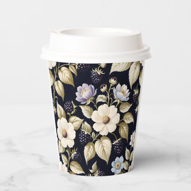 Gobelets En Papier Tasses Papier à Thé Fleur Blackberry (Verso)