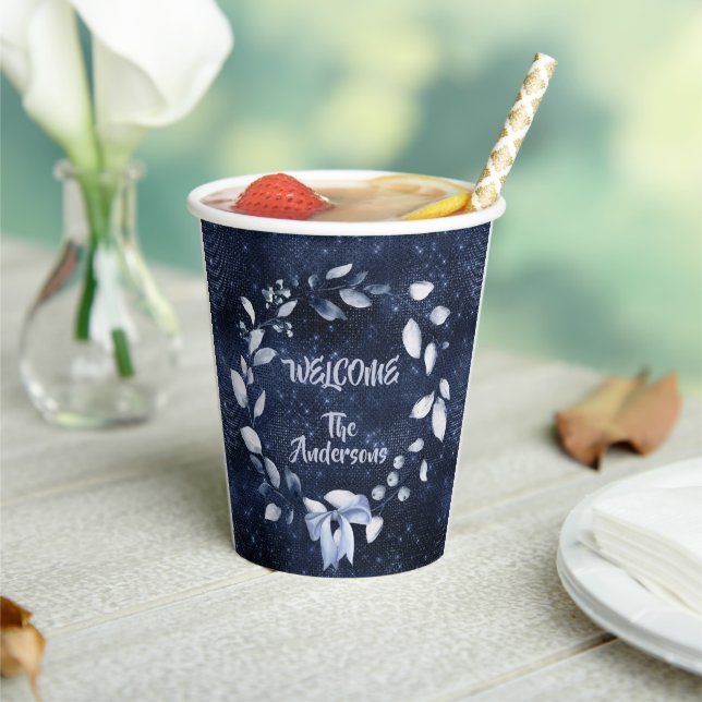 Gobelets En Papier Tasses Papier avec couvercle Starry Nights Bleu (Insitu)