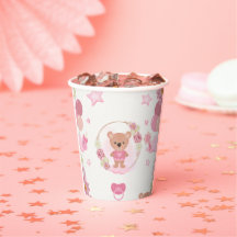 Tasses pour Baby Shower Ours en Peluche Rose