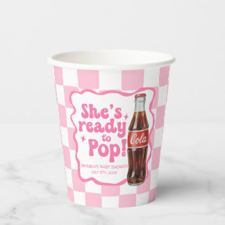 Gobelets En Papier Tasses roses pour Baby Shower « Elle est prête à a