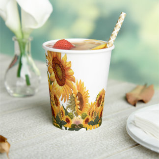 Gobelets En Papier Tasses Tournesols Jaunes Réels