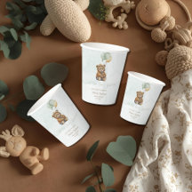 Teddy Bear Brown Sage Green Balloons Baby