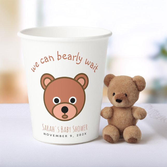 Gobelets En Papier Teddy Bear Nous Pouvons Attendre Mignonne Baby sho (Créateur téléchargé)