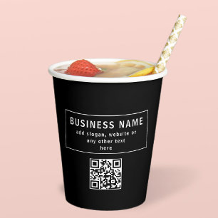 Gobelets En Papier Télécharger le code QR ou le logo Noir moderne