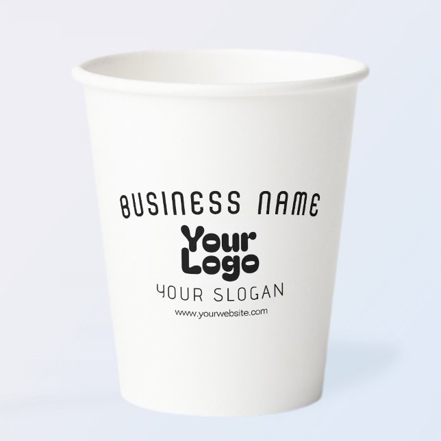 Gobelets En Papier Télécharger le logo Retro-Modern Blanc & Noir (mod (Créateur téléchargé)