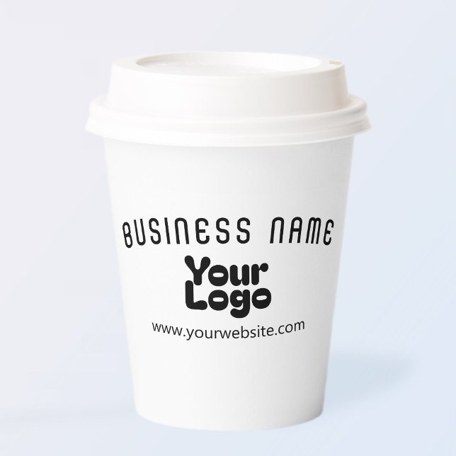 Gobelets En Papier Télécharger le logo Retro-Modern Blanc & Noir (mod (Créateur téléchargé)