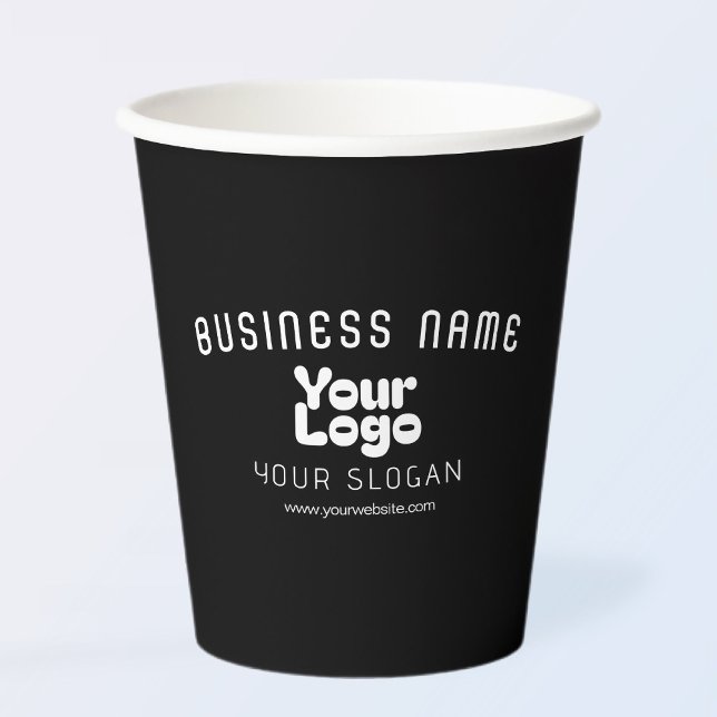 Gobelets En Papier Télécharger le logo Retro-Modern noir & blanc (mod (Créateur téléchargé)