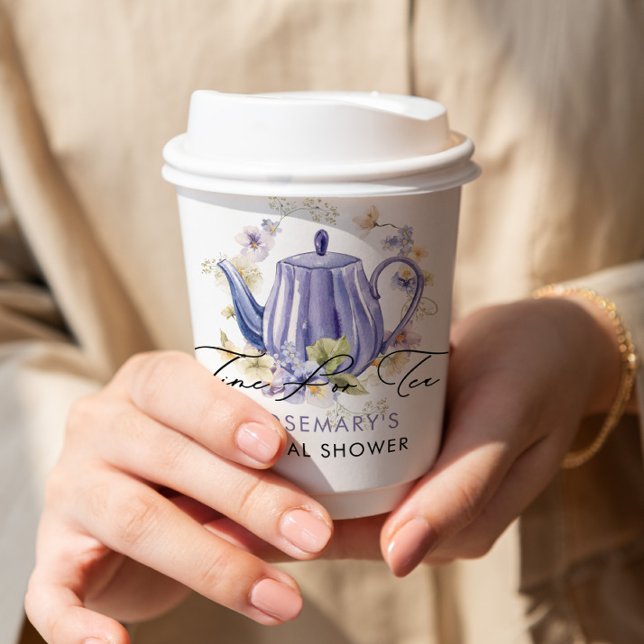 Gobelets En Papier Temps Pour La Fête des mariées Teapot Purple Tea (Créateur téléchargé)