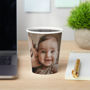 Gobelets En Papier Tendre baiser de mère Cœur chaleureux de mère et d