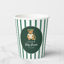 Tennis Preppy Bear Green Baby shower rayé