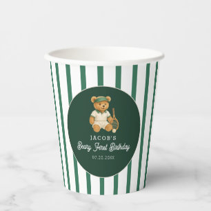 Gobelets En Papier Tennis Preppy Bear Vert rayé 1er Anniversaire
