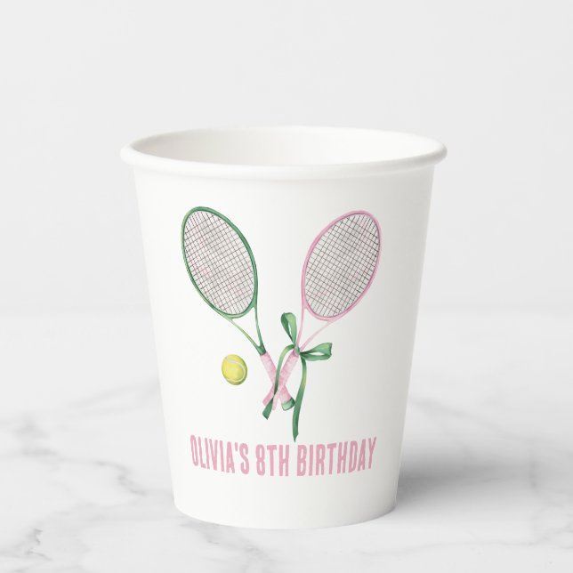 Gobelets En Papier Tennis preppy plaid invitation d'anniversaire (Recto)