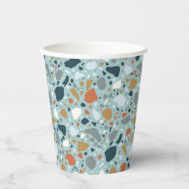 Gobelets En Papier Terrazzo En Bleu