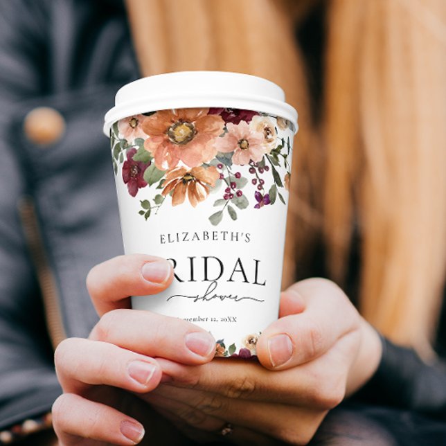 Gobelets En Papier Terrine Orange Terracotta Fleurs de Bourgogne pour (Créateur téléchargé)