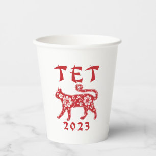 Gobelets En Papier Tet 2023 Nouvel An vietnamien du chat