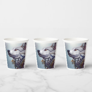 Gobelets En Papier Tête de loup moderne et rétro